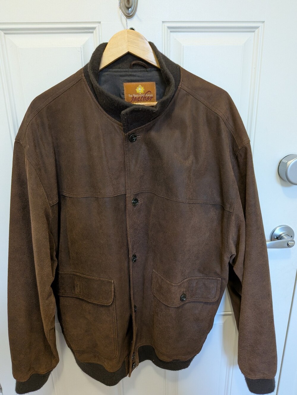 The Territory Ahead Brown Suede Leather Bomber Jacket - Men's XXL